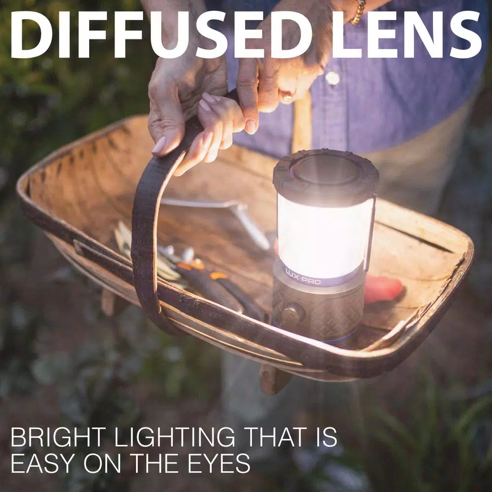LUXPRO 940 Lumen Dual Power Rechargeable LED Lantern with Power Bank and 360-Degree Diffused Light