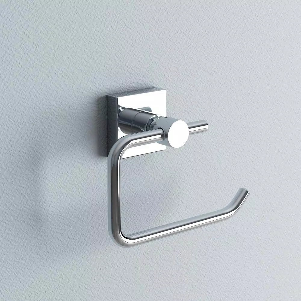 No Drilling Required Hukk Single Post Toilet Paper Holder, Modern Chrome Zinc Design, No-Drill Mounting