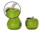 LITTON LANE Modern Reflections Emerald Green Ceramic Pear and Apple Decorative Set of 2 thumbnail 3