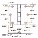 Design House 3.5 in. x 5/8 in. Radius Satin Brass Steel Door Hinges, 10-Pack thumbnail 2