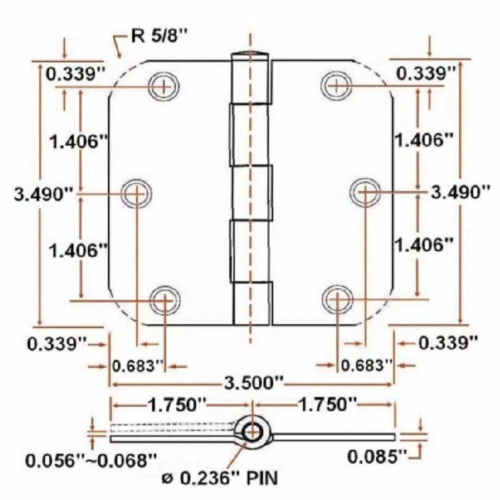 Design House 3.5 in. x 5/8 in. Radius Satin Brass Steel Door Hinges, 10-Pack