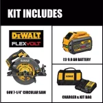 DEWALT FLEXVOLT 60V MAX Brushless 7-1/4 in. Circular Saw with Electric Brake and 9.0 Ah Battery thumbnail 2