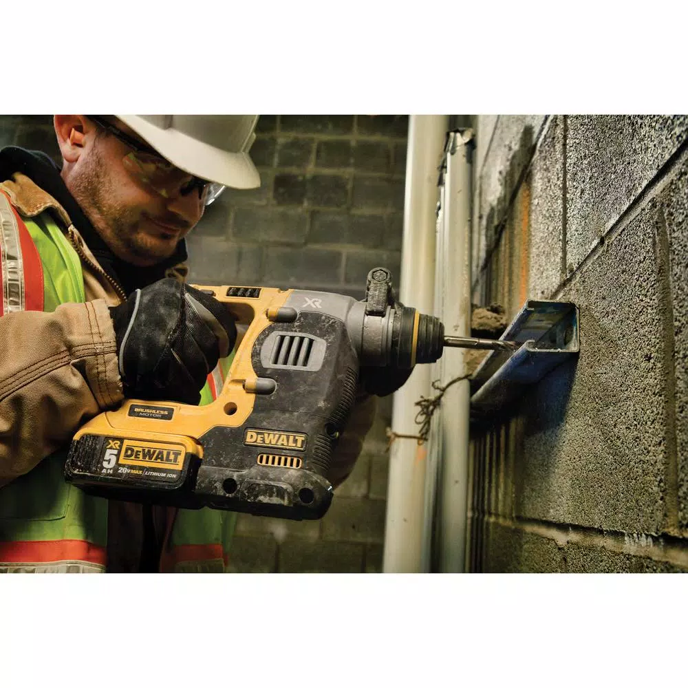 DEWALT 20V MAX XR 1 in. SDS Plus Rotary Hammer Kit with Dust Extractor, (2) 5 Ah Batteries & 1/2 in. Impact Wrench