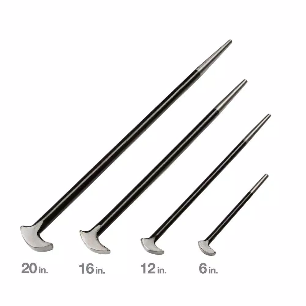 TEKTON 4-Piece Rolling Head Pry Bar Set, 6, 12, 16, 20 in.
