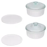 Corningware French White 6-Piece Ceramic Stoneware Bakeware Set with Lids thumbnail 2