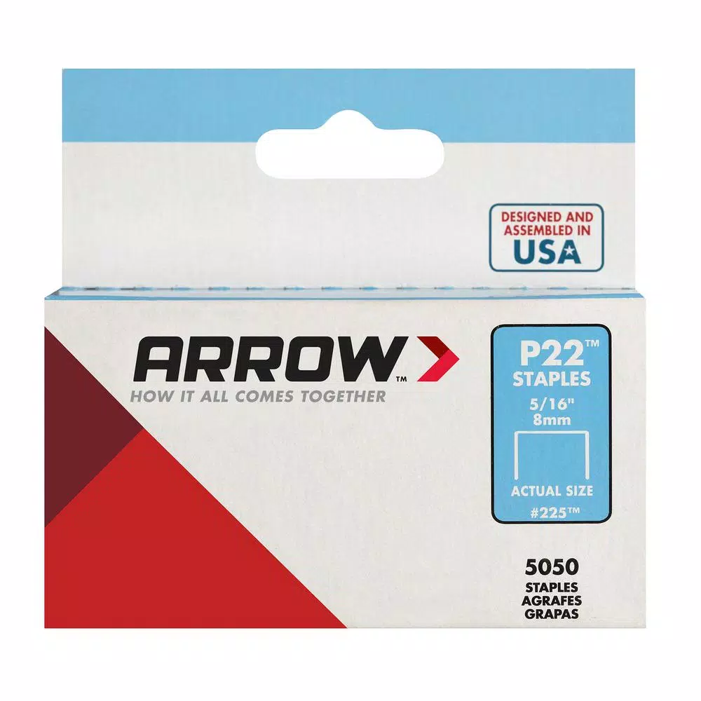 Arrow P22 5/16 in. Galvanized Steel Staples, 7/16 in. Crown, 5,050-Pack