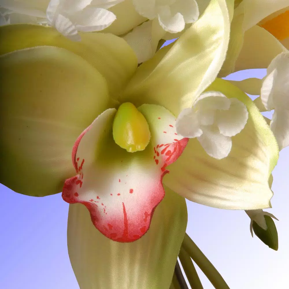 National Tree Company 10.25 in. White Rose and Calla Lily Artificial Flower Bouquet