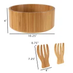 Classic Cuisine 10.25 in. Round Bamboo Salad Bowl Set with Two Utensils thumbnail 2