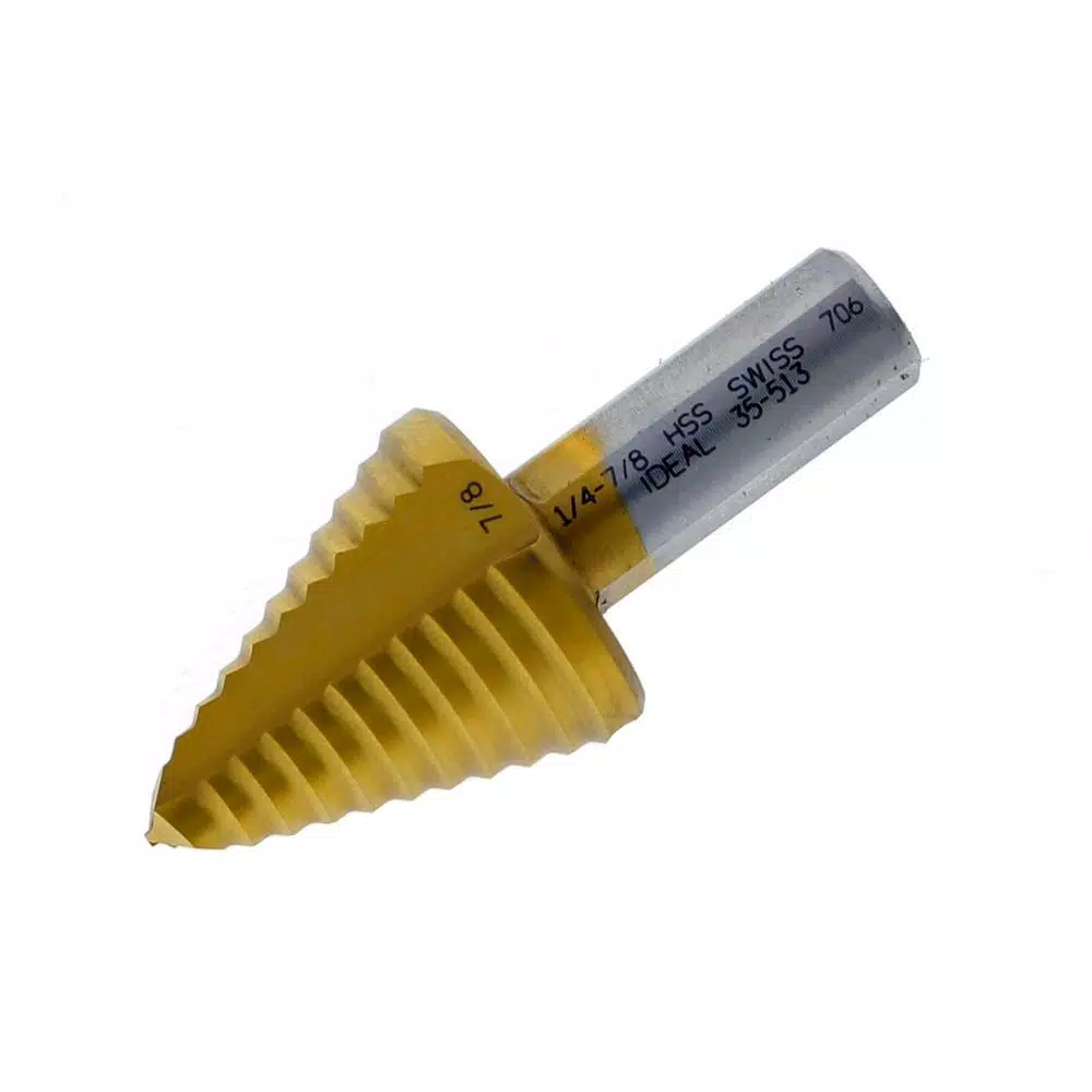 IDEAL 4-Piece Electrician's Step Bit Kit, 1/8 in. to 1-3/8 in., Titanium Nitride Coated