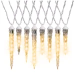 LightShow 8-Light Classic White Shooting Star LED Icicle Light Set, Outdoor, 7.5 ft thumbnail 1