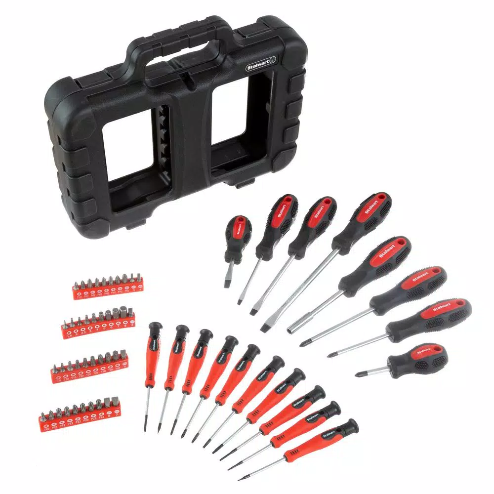 Stalwart 58-Piece Magnetic Screwdriver Bit Set with Compact Hard-Plastic Case