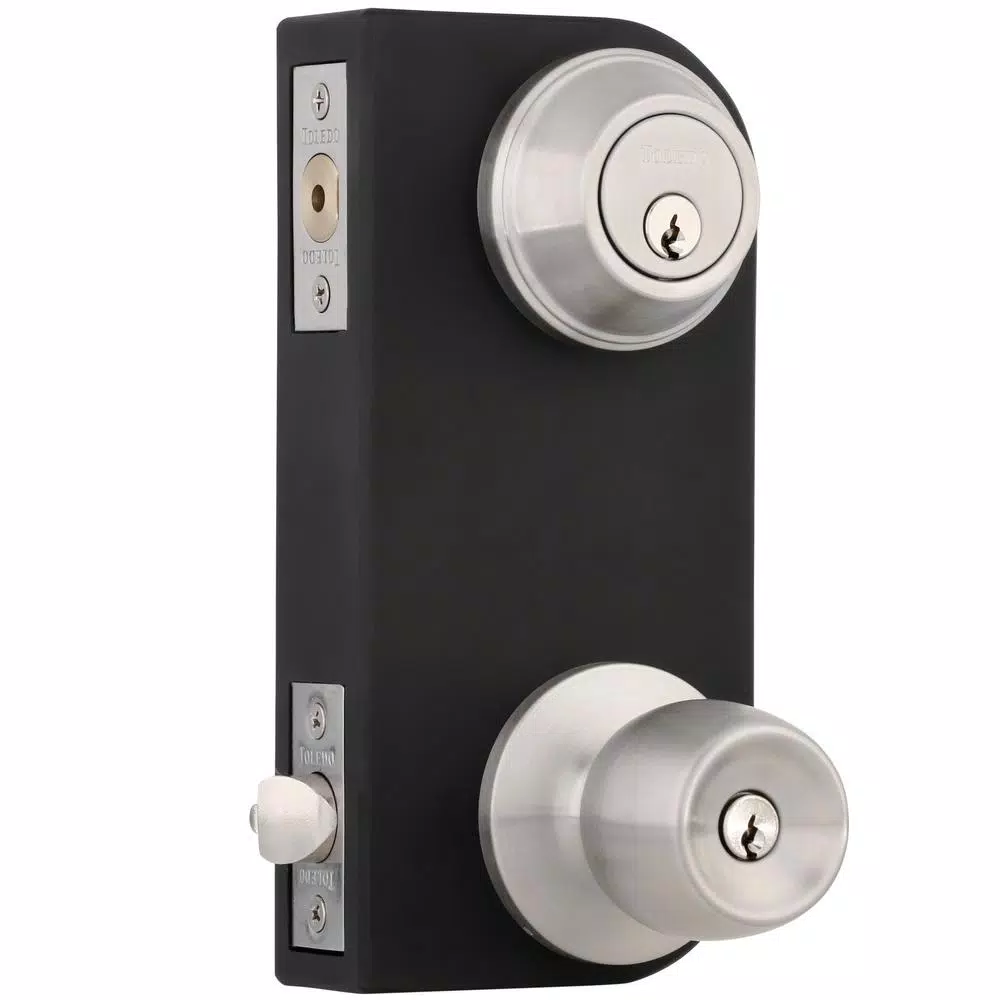 Toledo Fine Locks Single Cylinder Satin Nickel Entry Combo Set