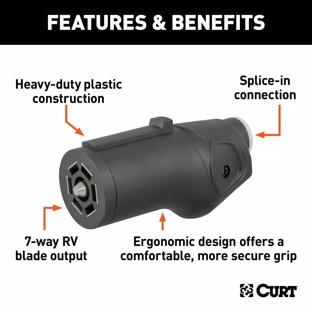 CURT Heavy-Duty 7-Way RV Blade Connector Plug (Trailer Side)