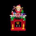 Fraser Hill Farm 6.5 ft. Pre-Lit Elf Sitting on Fireplace Christmas Inflatable thumbnail 1