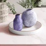 Benzara Modern White Round Plastic Serving Tray with Raised Edges thumbnail 4
