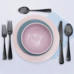 Skandia Opera 20-Piece Matte Black Gunmetal Stainless Steel Flatware Set, Service for 4 thumbnail 2