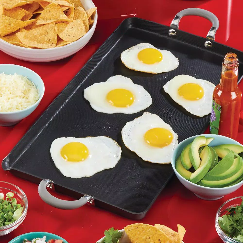 Circulon Elementum Hard-Anodized Nonstick Double Burner Griddle, 10 x 18-Inch, Oyster Gray