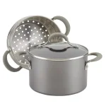 Circulon Elementum 3 Qt. Hard-Anodized Nonstick Covered Multipot with Steamer Insert, Oyster Gray thumbnail 4