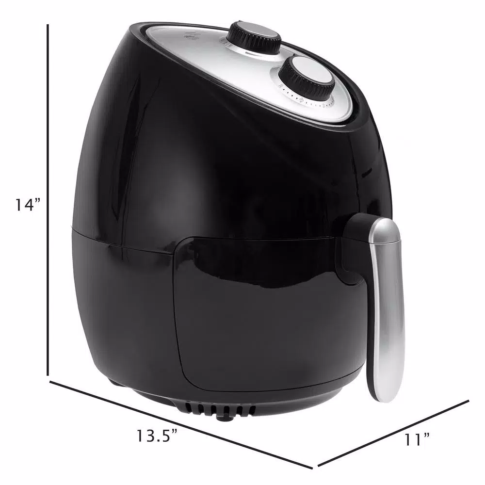 Unbranded Weymouth Home 3.7 Qt Air Fryer, 1500W Electric Oil-Free Cooker with Adjustable Temperature and Timer, Black