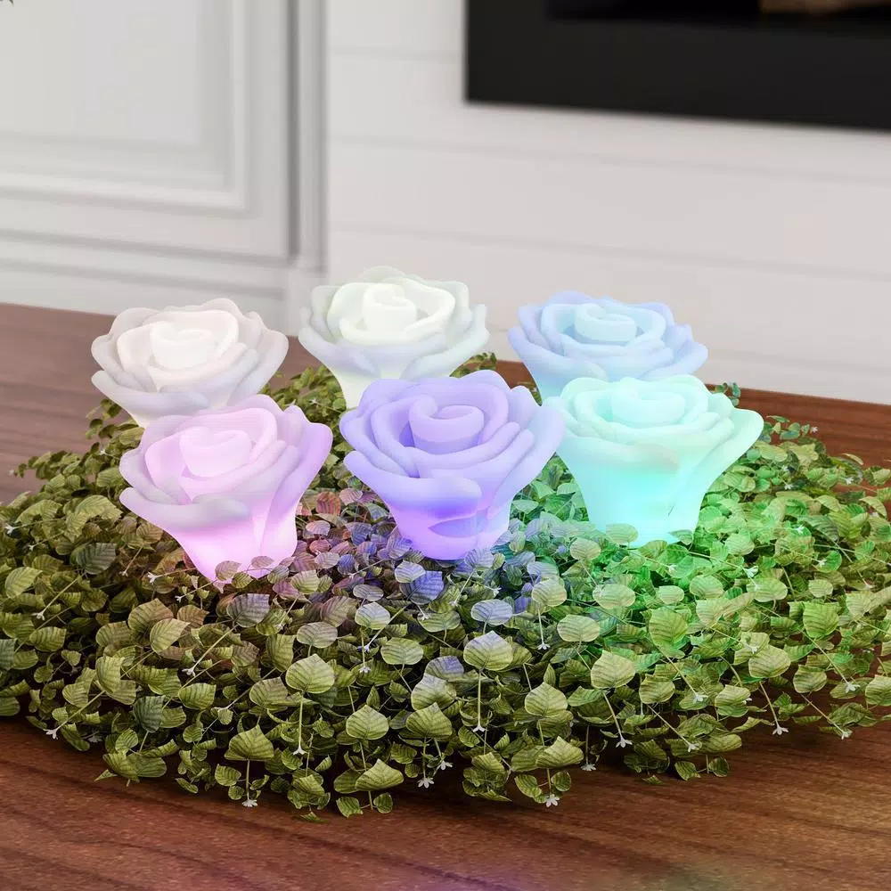 Lavish Home 6-Piece Rose-Shaped Flameless LED Color Changing Light Set