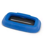Toter Slimline 23 Gallon Blue Rectangular Trash Can Lid with Document Slot thumbnail 1