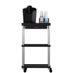 Mind Reader 3-Tier 7-Compartment Rolling Black Coffee Cart with Storage Drawer thumbnail 4