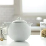 VIVA Scandinavia Jaimi 4.5-Cup Porcelain Teapot with Stainless Steel Filter, White thumbnail 3