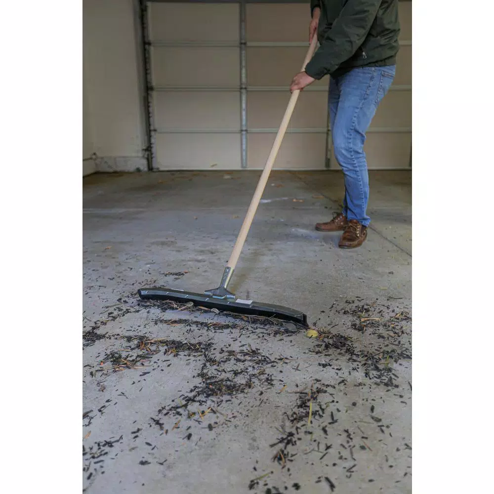 Ettore 24 in. Industrial Curved Floor Squeegee with Scraper Edge and 24 in. Steel Handle