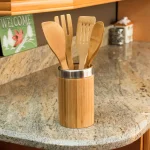 Home Basics 5-Piece Bamboo Kitchen Utensil Set with Vertical Standing Holder thumbnail 3