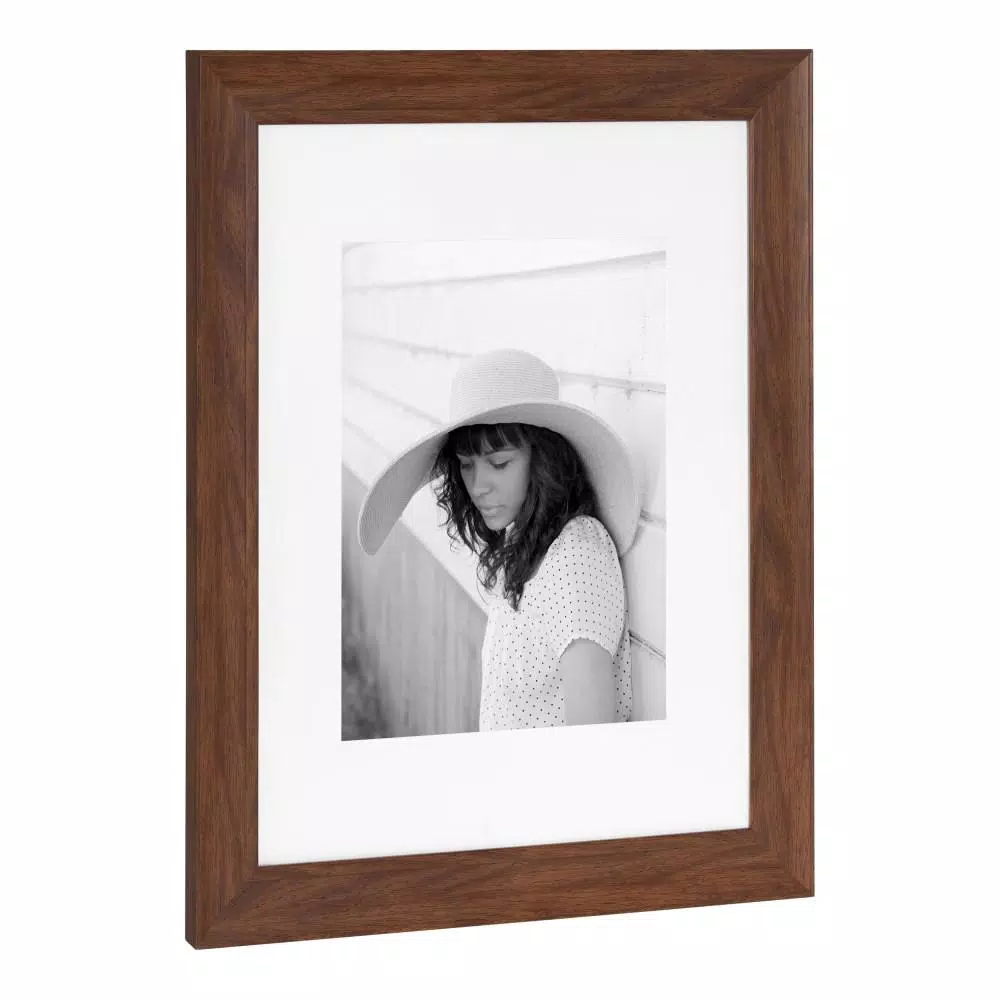 Kate and Laurel Edson Walnut Brown Picture Frame Set, 16 x 20 in. with 11 x 14 in. Mat (Set of 2)
