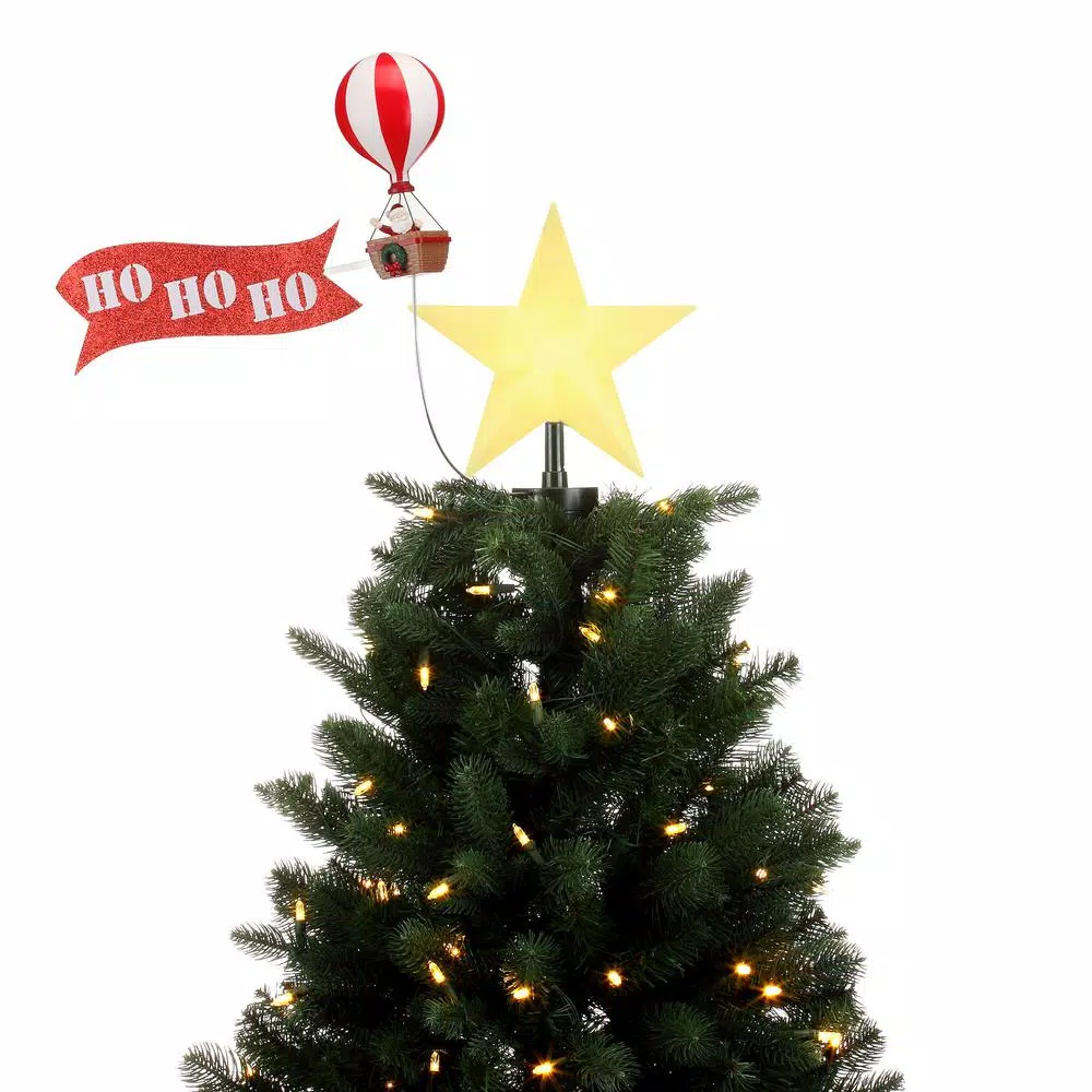 Mr. Christmas Santa in Hot Air Balloon Animated Tree Topper with LED Star