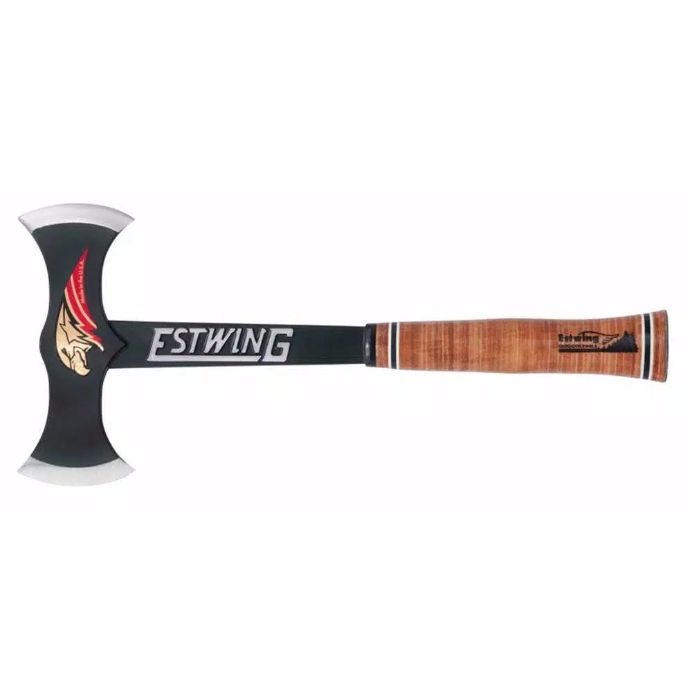 Estwing Black Eagle Double Bit Axe with Leather Grip, Forged American Steel