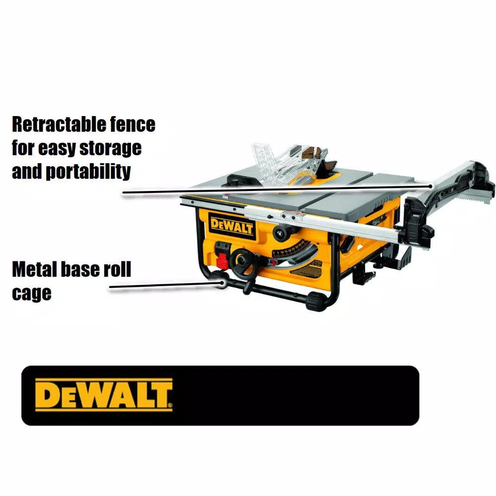 DEWALT 10 in. Compact Corded Table Saw, 15 Amp, Site-Pro Modular Guarding System