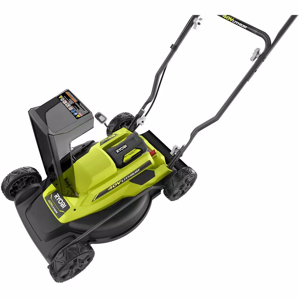 RYOBI 40V 18 in. 2-in-1 Cordless Lithium-Ion Walk Behind Push Mower with (2) 4 Ah Batteries and Charger