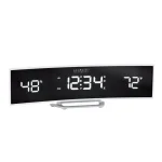 La Crosse Technology White Curved Digital Alarm Clock with Mirrored LED Display, Temperature, Humidity, and USB Charging Port thumbnail 3