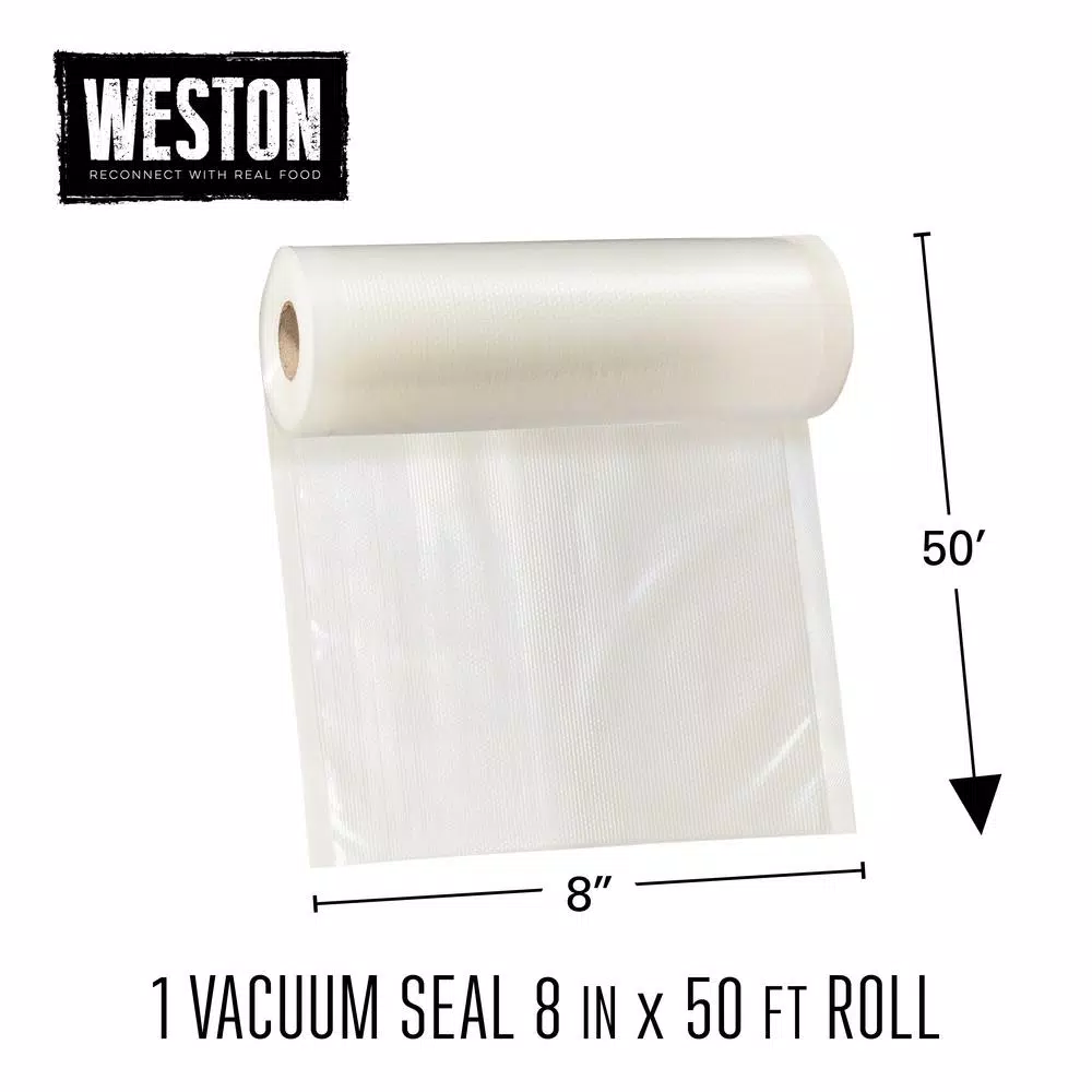 Weston 8 in. x 50 ft. Vacuum Sealer Bags Roll, 3.0 Mil Heavy Duty, BPA Free