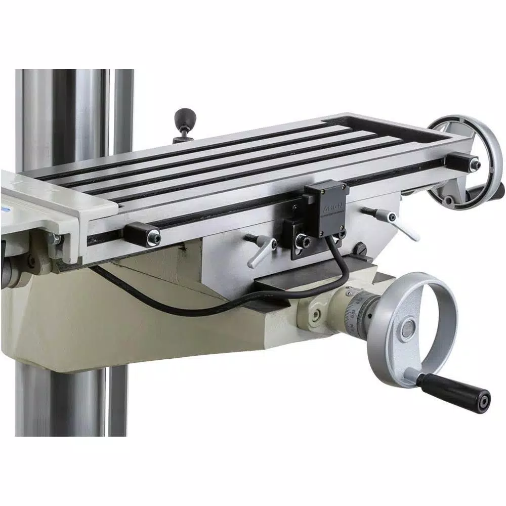 Grizzly Industrial Variable-Speed Gearhead Drill Press with Cross-Slide Table and Power Feed