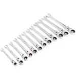 XtremepowerUS 12-Piece Flex-Head SAE and Metric Ratcheting Combination Wrench Set with Tool Pouch thumbnail 7