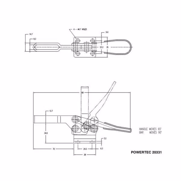 POWERTEC 500 lb. Horizontal Quick-Release Toggle Clamp, 10-Pack