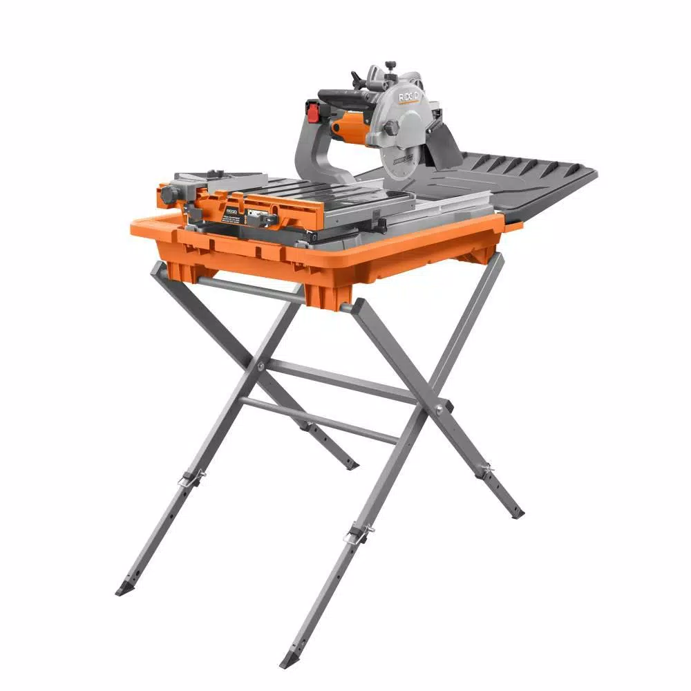 RIDGID 8 in. Wet Tile Saw with Stand, 12 Amp Corded Tile Saw with Extended Rip Capacity