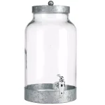 HOME ESSENTIALS AND BEYOND Fiddle and Fern 1.5 Gal. Glass Beverage Dispenser with Galvanized Lid and Stand thumbnail 1