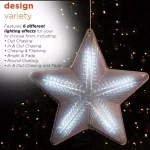 Alpine Corporation 19 in. LED Christmas 3D Hanging Star Ornament, White thumbnail 5