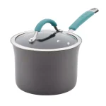 Rachael Ray Cucina 3-Quart Aluminum Nonstick Saucepan with Glass Lid, Agave Blue thumbnail 1
