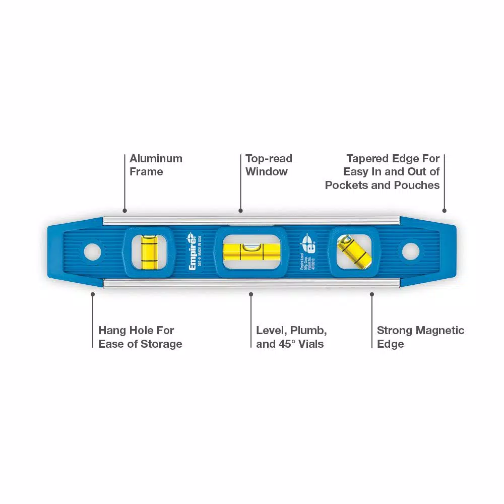 Empire 9 in. Magnetic Torpedo Level with Aluminum Frame