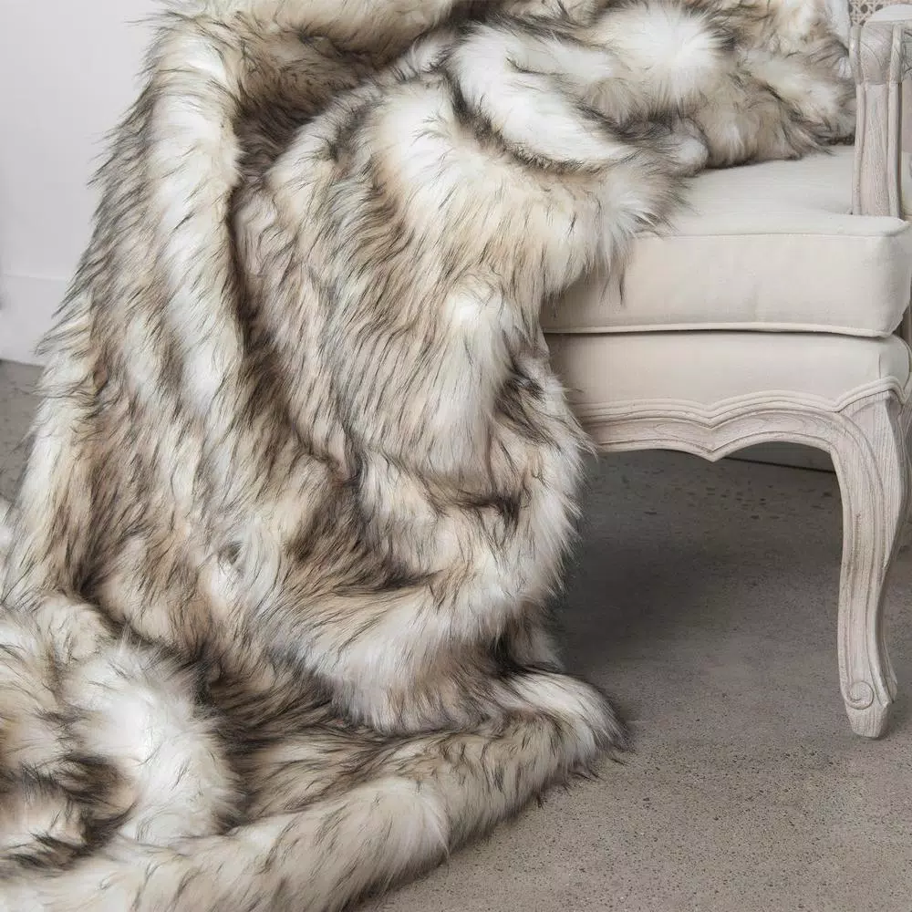 Best Home Fashion Bleached Finn Faux Fur Throw Blanket, 58 in. x 60 in.