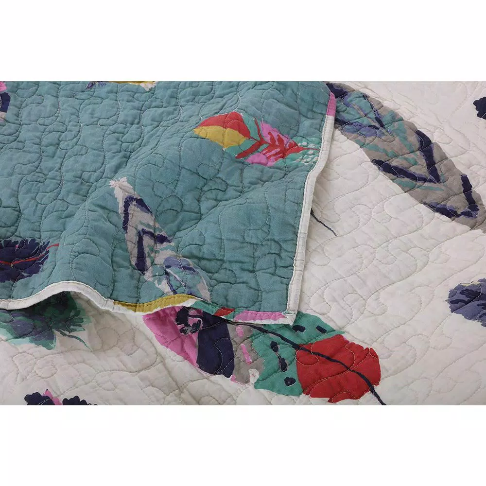 Greenland Home Fashions Dream Catcher Multicolored Quilted Cotton Throw, Southwestern Reversible Feather Print