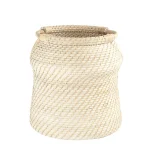 3R Studios White Handwoven Rattan Decorative Basket - Round Wicker Storage Container thumbnail 1