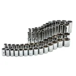 Husky 57-Piece 1/2 in. Drive SAE and Metric Socket and Bit Set with Ratchet and Magnetic Rails thumbnail 1
