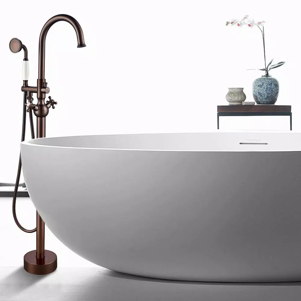 Vanity Art 48 in. Freestanding Single-Handle Claw Foot Tub Faucet with Hand Shower, Oil Rubbed Bronze