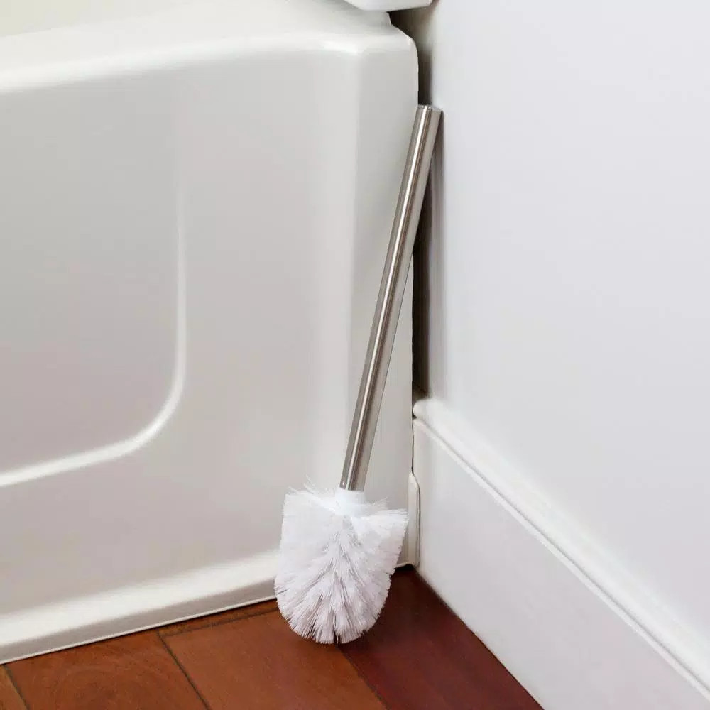 Unbranded Stainless Steel Handle Toilet Brush with Holder, Silver